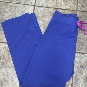 Figs Purple Scrub Pants with Magenta Drawstring